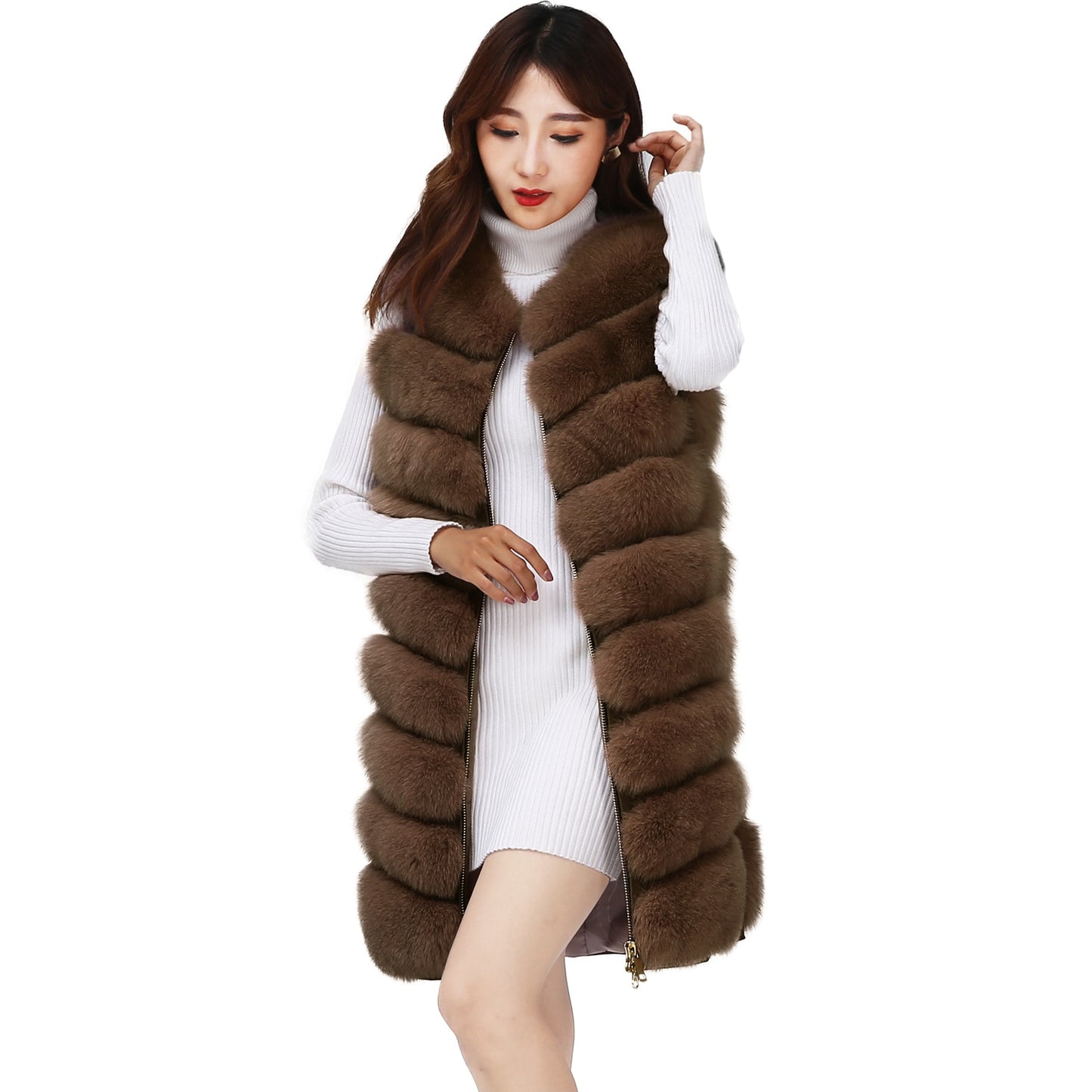 Luxury Real Fox Fur Coat