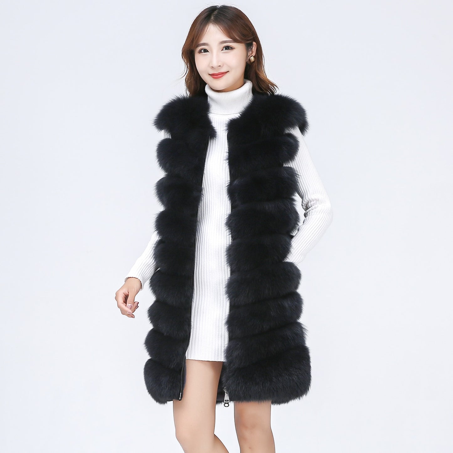 Luxury Real Fox Fur Coat