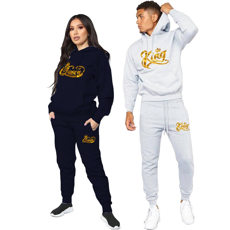 2-pieces Hoodies Couple Sportwear Suits