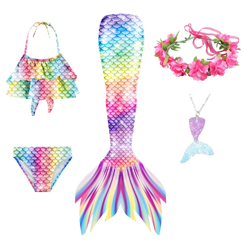 Mermaid Tails Swimsuits with Princess Bikini Set