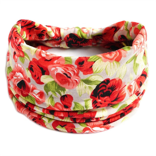 Boho Flower Print Soft Cotton Bandana Hair Accessories