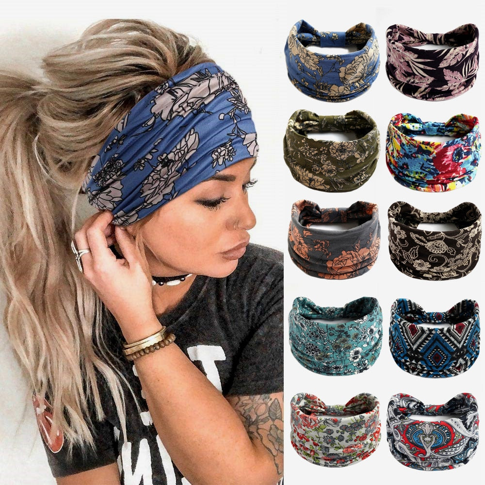 Boho Flower Print Soft Cotton Bandana Hair Accessories