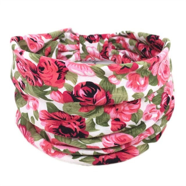 Boho Flower Print Soft Cotton Bandana Hair Accessories