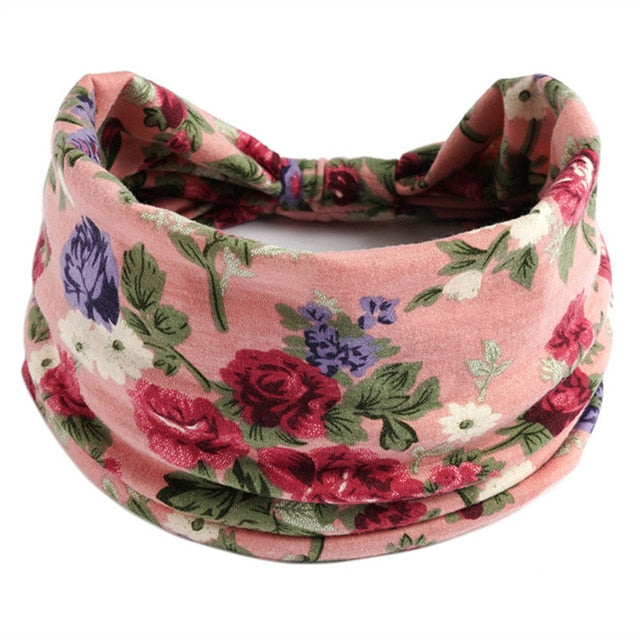 Boho Flower Print Soft Cotton Bandana Hair Accessories