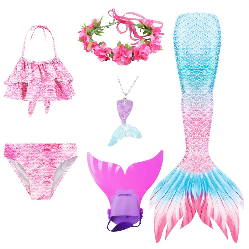 Mermaid Tails Swimsuits with Princess Bikini Set