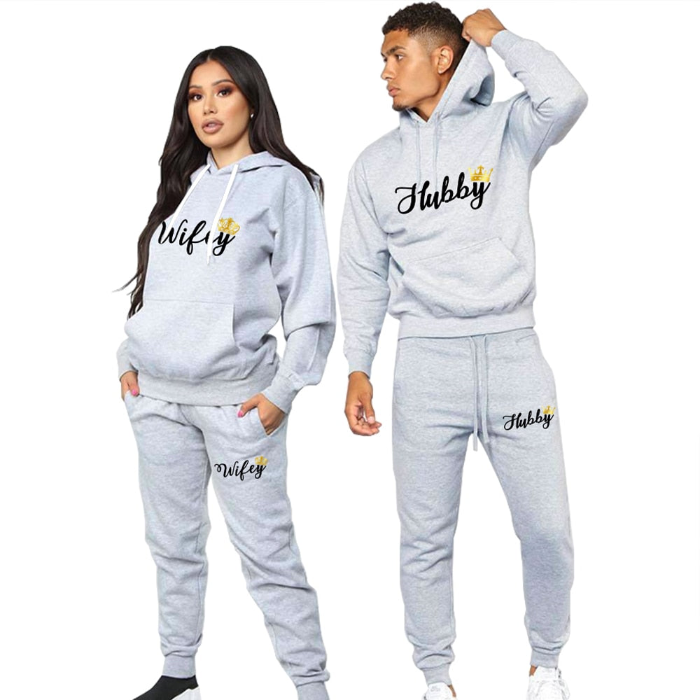 2 pieces Hoodies Couple Sportwear Suits