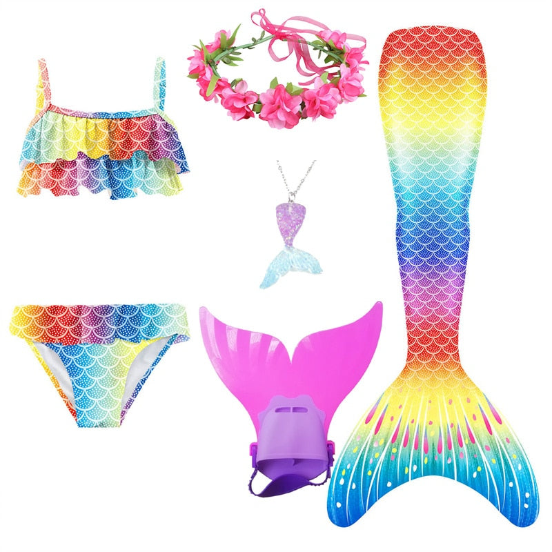 Mermaid Tails Swimsuits with Princess Bikini Set