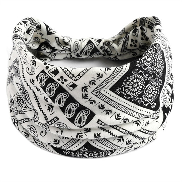 Boho Flower Print Soft Cotton Bandana Hair Accessories