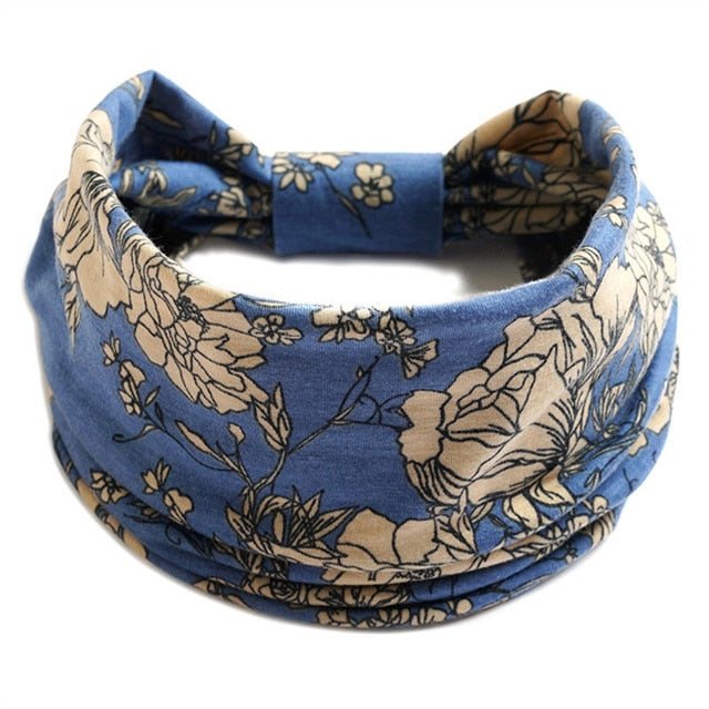 Boho Flower Print Soft Cotton Bandana Hair Accessories