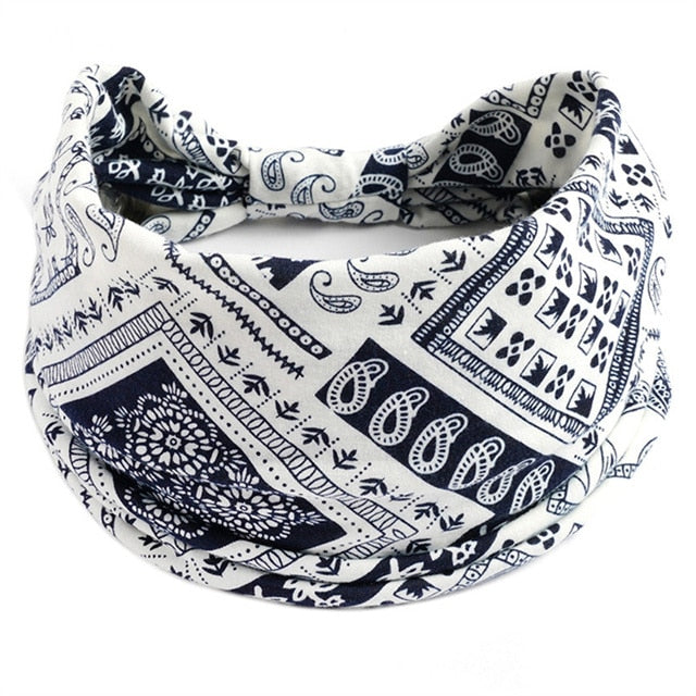 Boho Flower Print Soft Cotton Bandana Hair Accessories