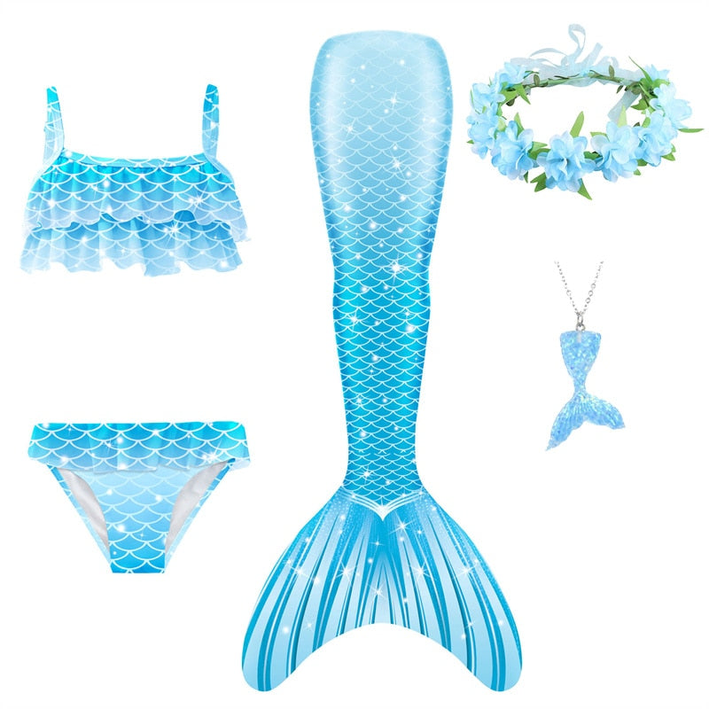 Mermaid Tails Swimsuits with Princess Bikini Set