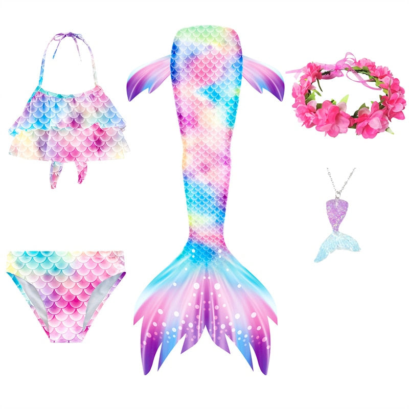 Mermaid Tails Swimsuits with Princess Bikini Set