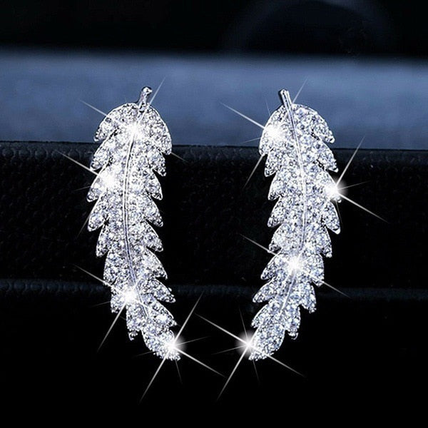 Trendy Luxury Leaf Stud Earrings For Romantic Accessories