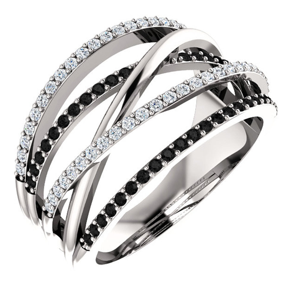 Twist Ethnic Style Rings With Black&amp;White Stone