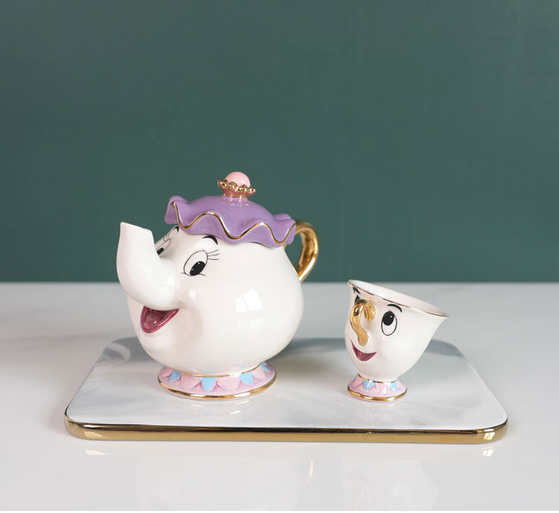 Mrs Potts Teapot Chip Cup Sugar Bowl Pot Cup Set