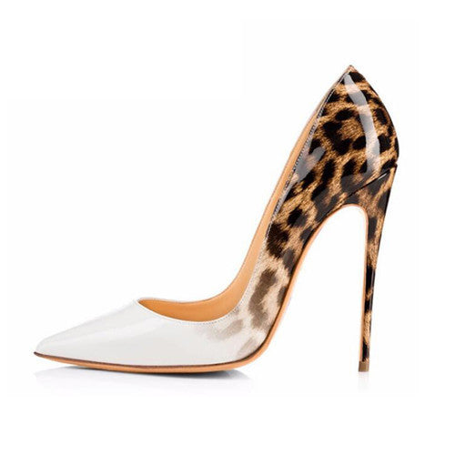 Leopard White Shoes High Heels