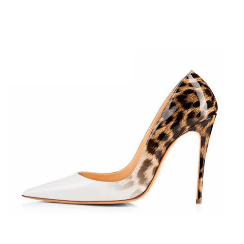 Leopard White Shoes High Heels