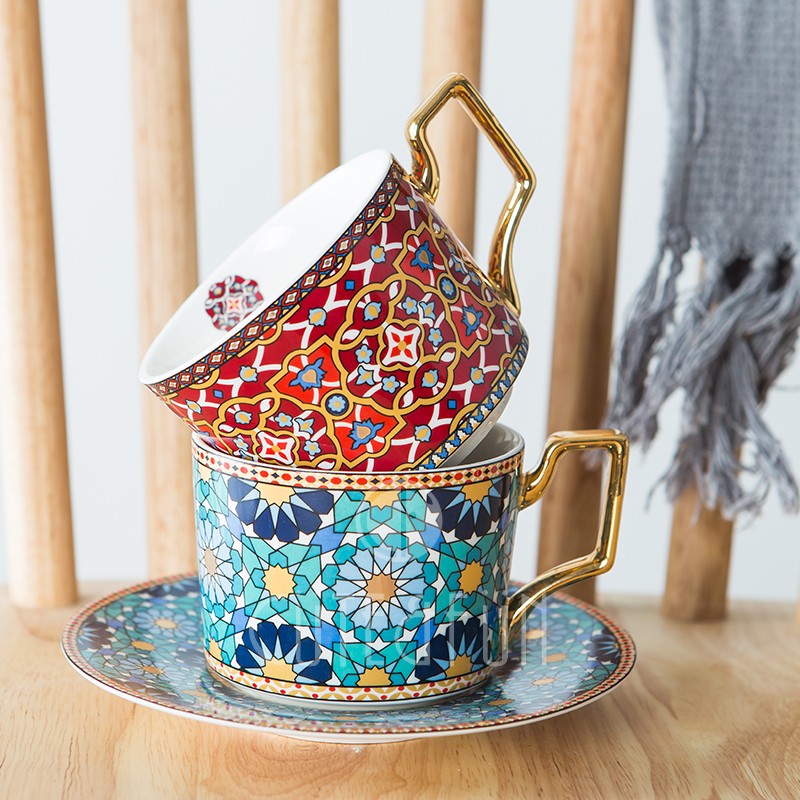 Luxury Moroccan Style Coffee Cup and Saucer Set