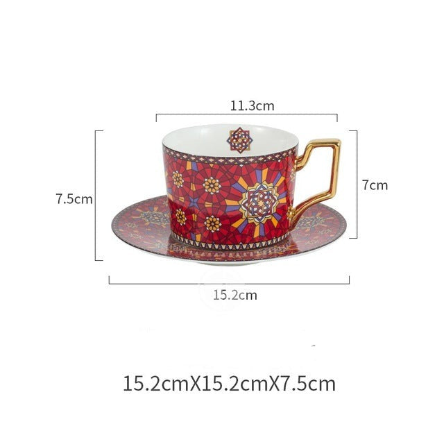 Luxury Moroccan Style Coffee Cup and Saucer Set