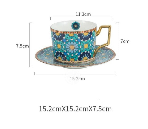 Luxury Moroccan Style Coffee Cup and Saucer Set