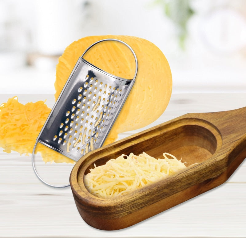 Stainless Steel Cheese Grater with Removable Wood box.