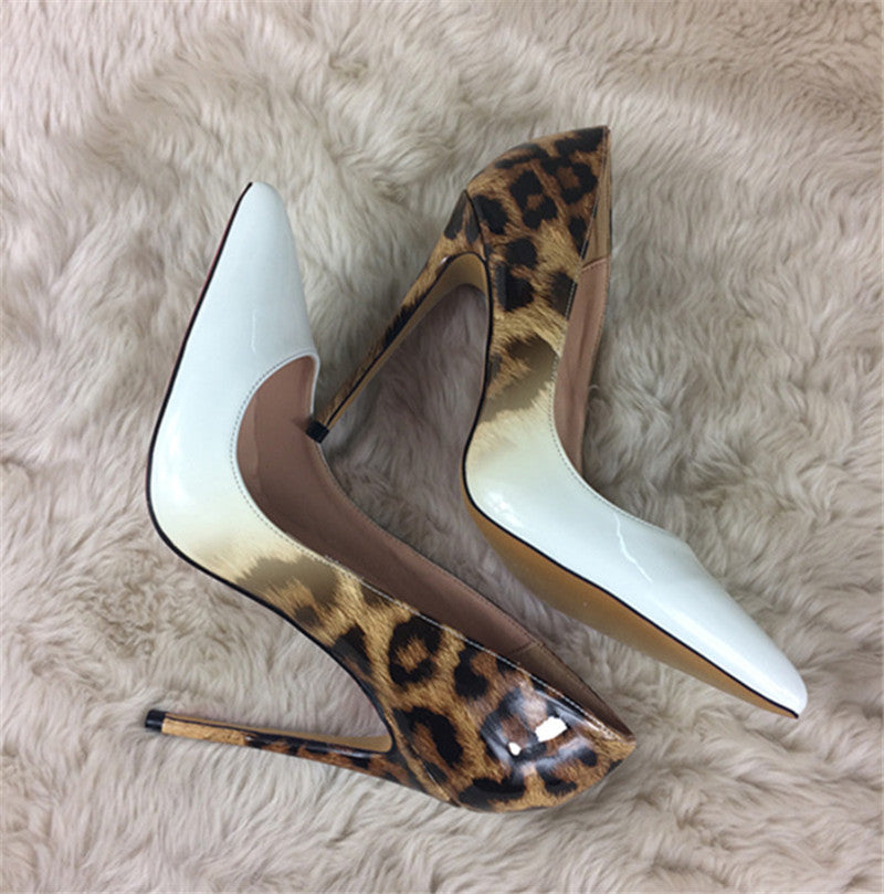 Leopard White Shoes High Heels