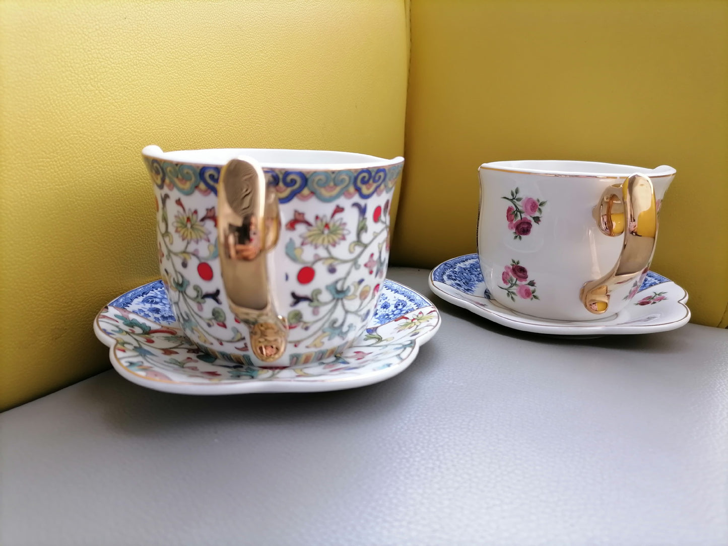 Luxury British Style  Coffee Cup And Saucer Set With Golden Hand