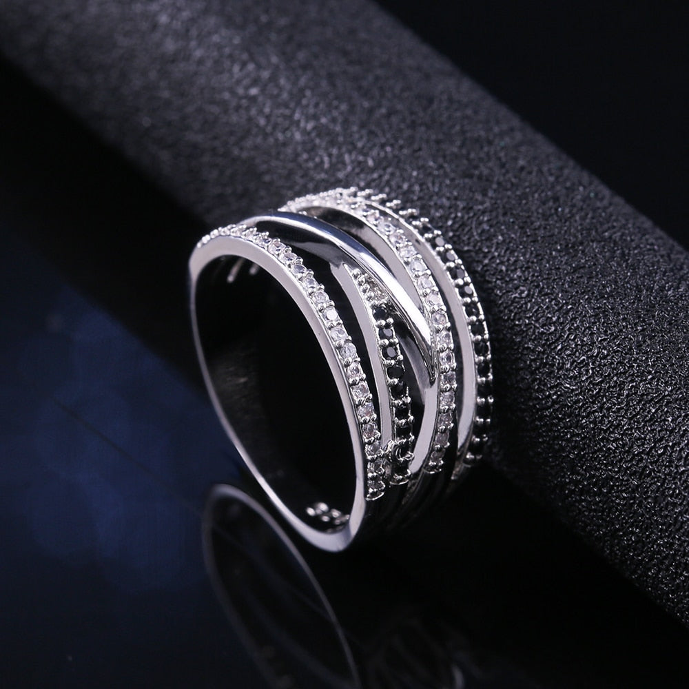 Twist Ethnic Style Rings With Black&amp;White Stone