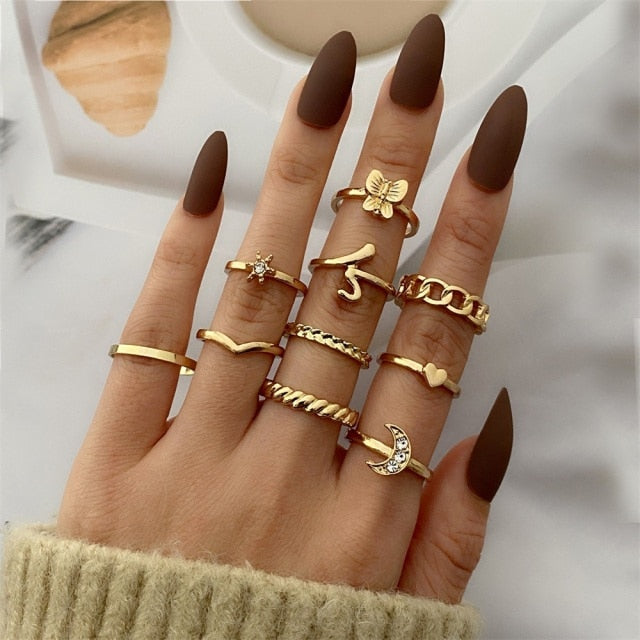 Bohemian Gold Set of  Rings