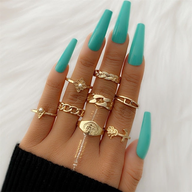 Bohemian Gold Set of  Rings