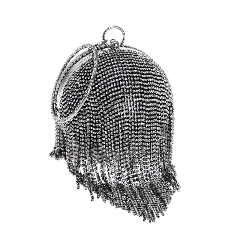 Sliver Diamonds Rhinestone Round Ball Evening Bag