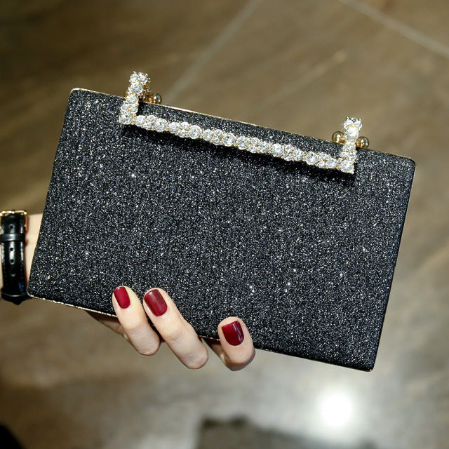 Luxury Diamonds Metal Chain Shoulder Clutch Bags