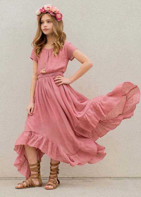 New Princess Girls Cotton Long Dresses