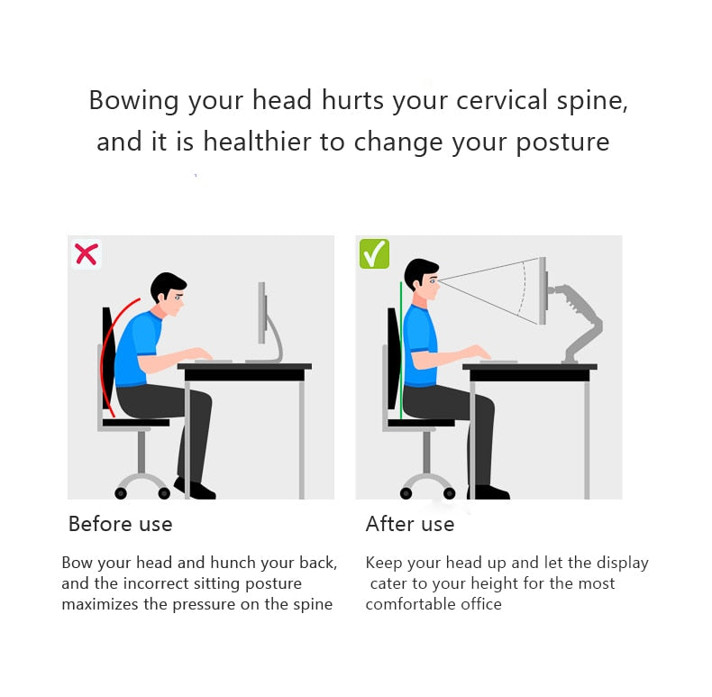 PC Monitor Arm – Ergonomic Height Assisted Full Motion Single Arm