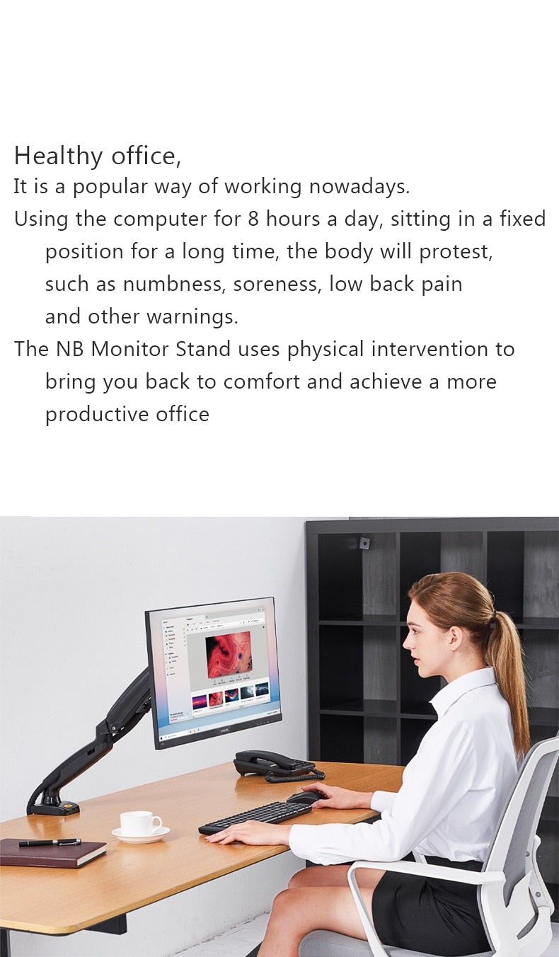 PC Monitor Arm – Ergonomic Height Assisted Full Motion Single Arm