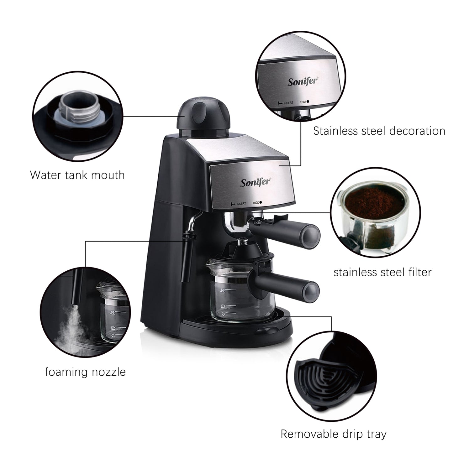 Italian Expresso Dolce Coffee Machine with Cappuccino Foam Coffee