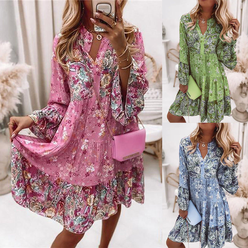 Boho Elegant Flare Sleeve Floral Dress