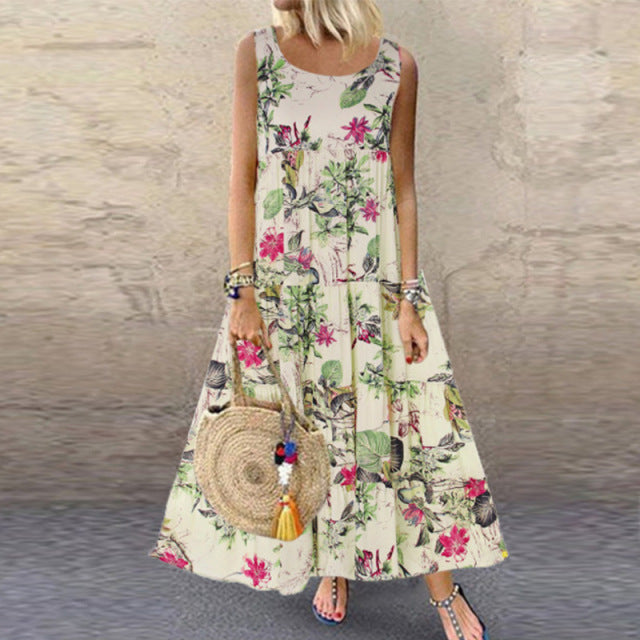 Boho Elegant Vintage Floral Long Dress