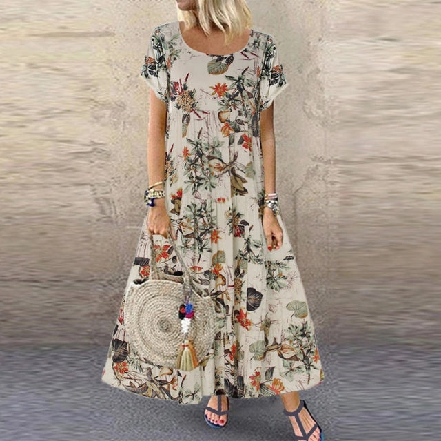 Boho Elegant Vintage Floral Long Dress