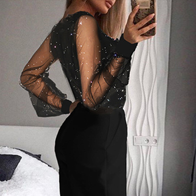 V-neck Sexy Rompers Sequined Jumpsuit